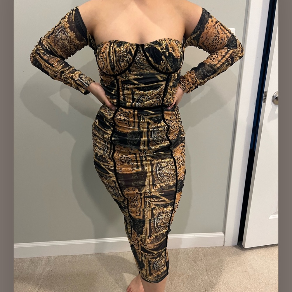 PLT mesh chain print dress